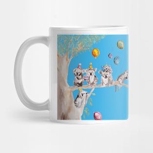 Koala Watercolor Painting, The Koalas Birthday Party - on Sky Blue Mug